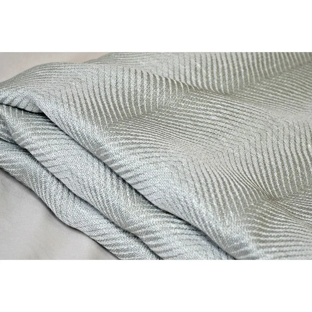 Restoration‎ Hardware Italian chevron curtain panel icy grey nickel 100 x 120